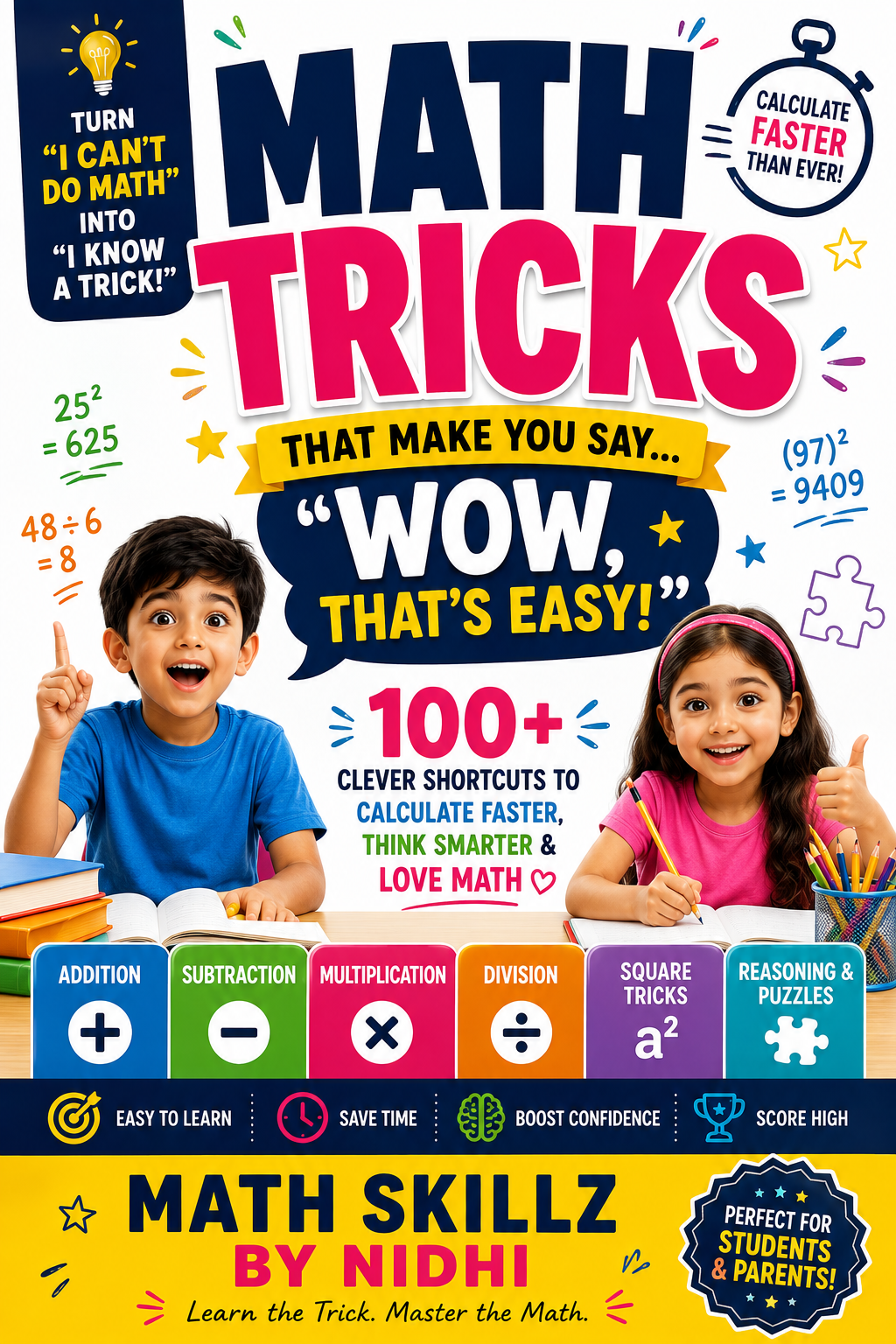 Math Tricks PDF cover by MathSkillz By Nidhi
